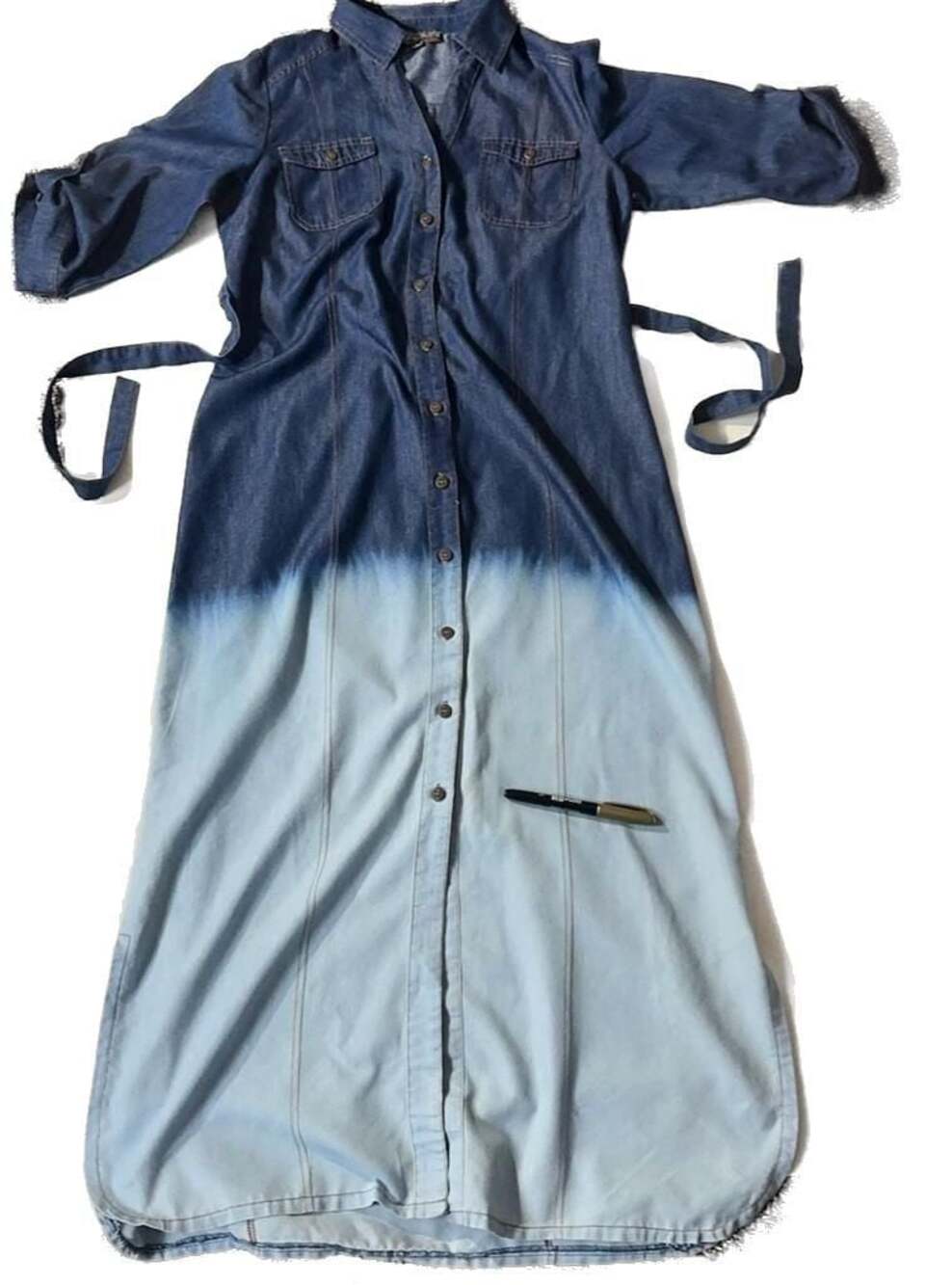 J Glee Women's Ombre Denim Shirt Dress Size L